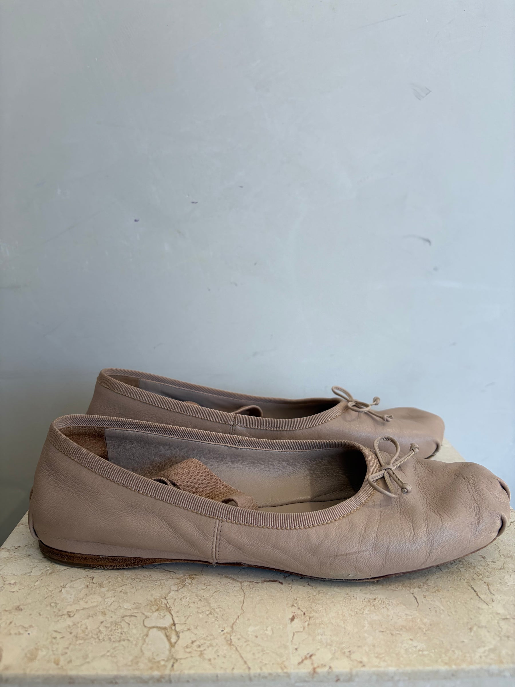 Miu Miu Blush Leather Ballet Flats, 38.5