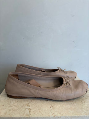 Miu Miu Blush Leather Ballet Flats, 38.5