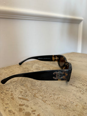 Chanel Tortoiseshell Rectangular Sunglasses