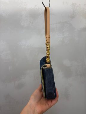 Dior Blue Denim Malice Pearl Shoulder Bag