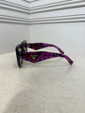 Prada Blue, Black and Purple Tortoiseshell Oversized Square Sunglasses