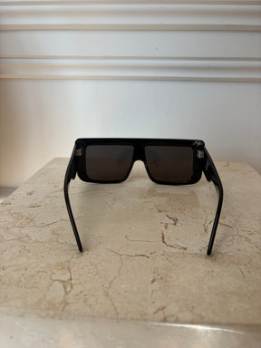 Rick Owens Black Flat Top Shield Sunglasses