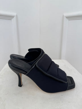 Gia Borghini Black Scuba Padded Mules, 39