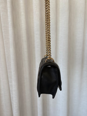 Jimmy Choo Black Leather Mini Quiltes Logo Bag