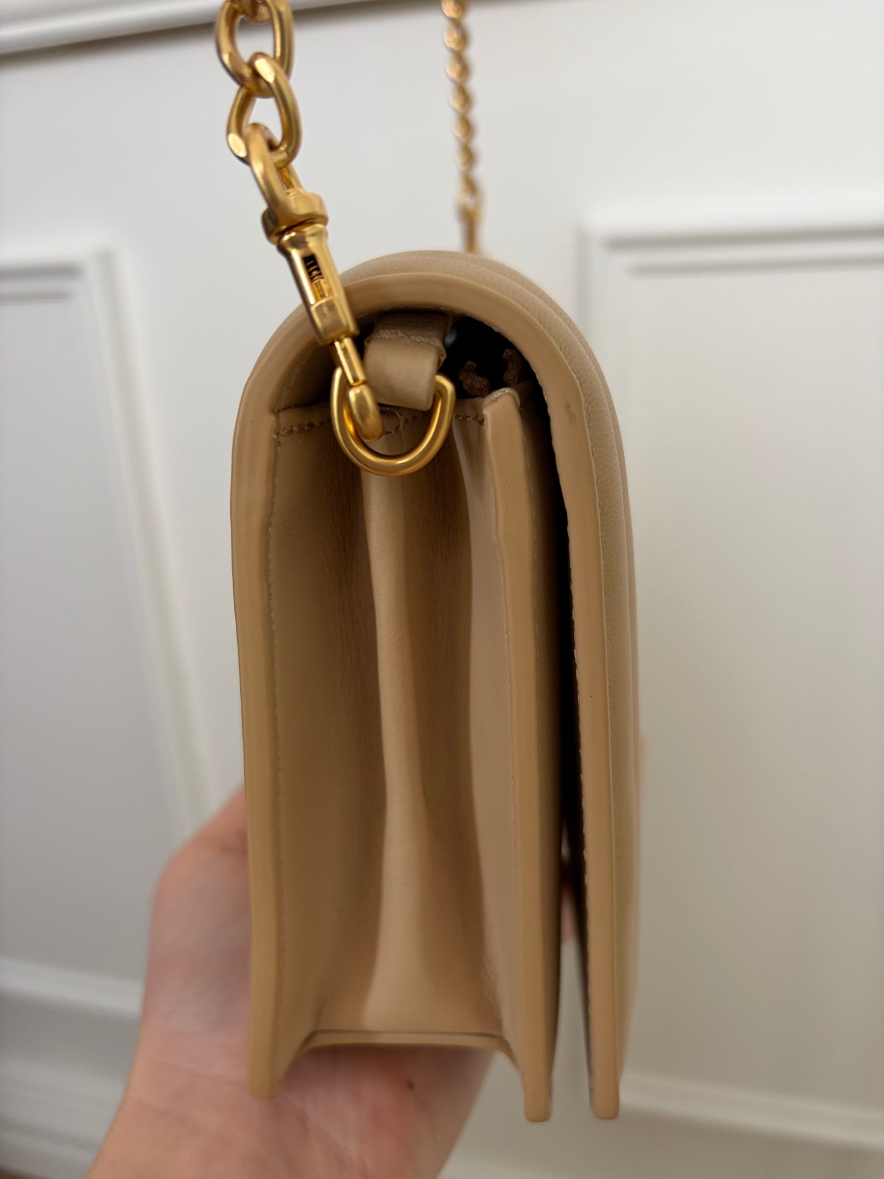 Oroton Beige Quilted leather Crossbody Bag