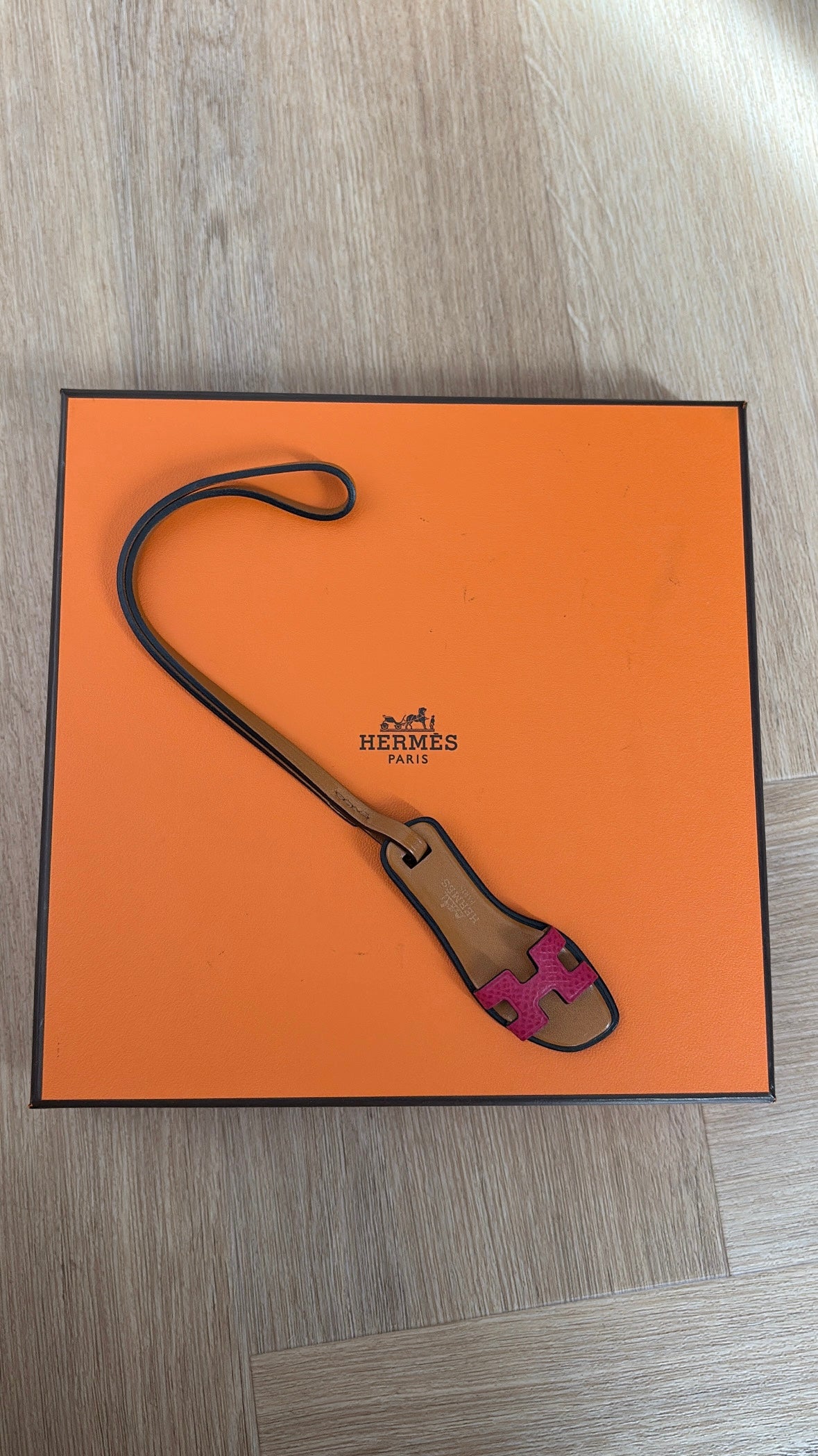 Hermès Brown and Pink Leather Oran Bag Charm