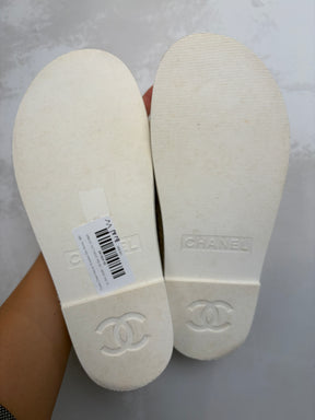 Chanel Cream Crochet Slingback Dad Sandal, 38C