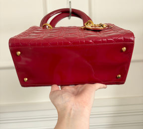Dior Red Patent Leather Medium Lady Dior Bag