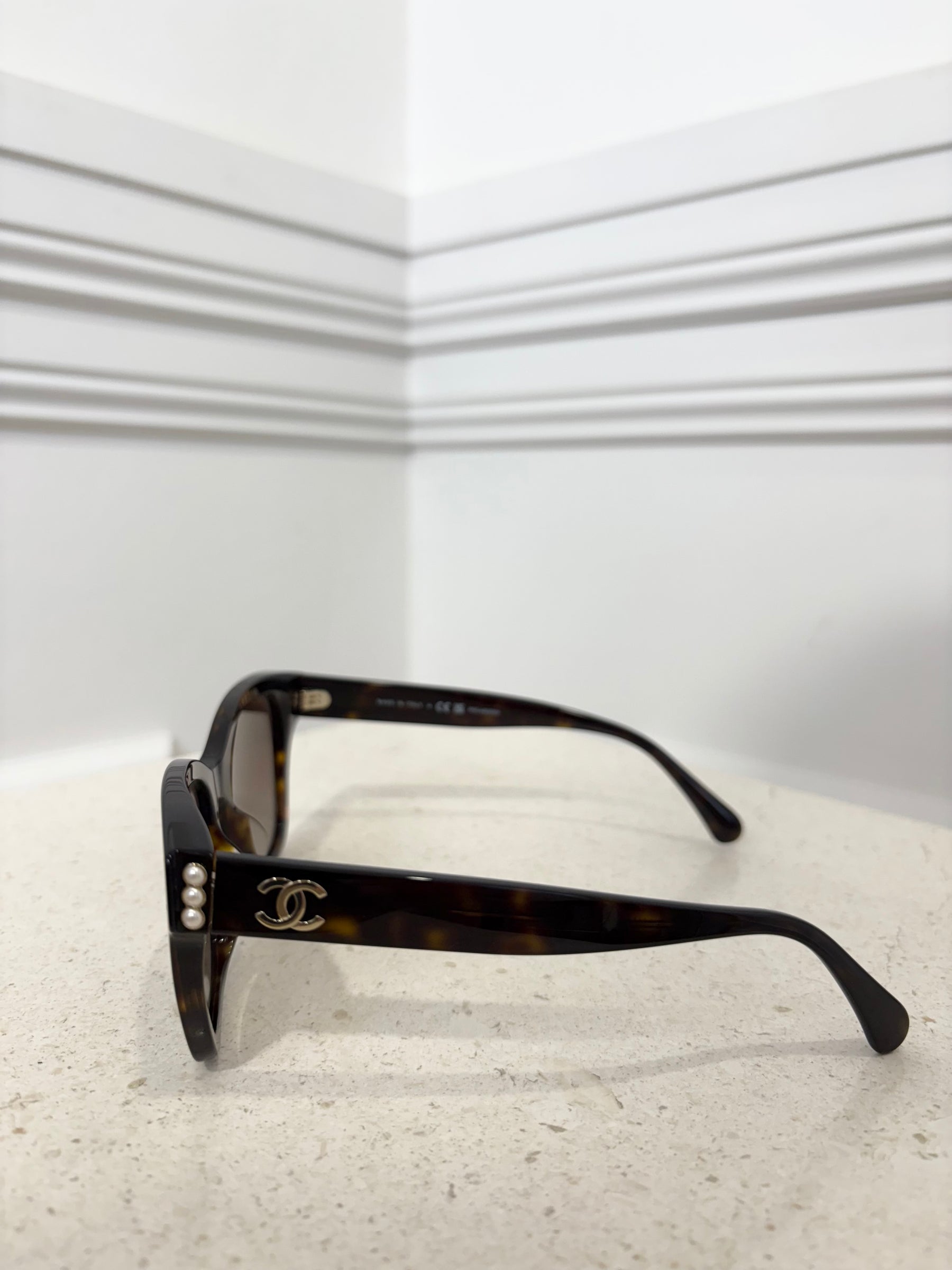 Chanel Tortoiseshell Logo Wayfarer Sunglasses