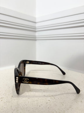 Chanel Tortoiseshell Logo Wayfarer Sunglasses
