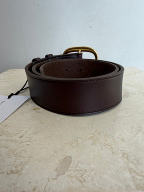 Celine Choclate Brown Leather Gold Buckle Belt, 75