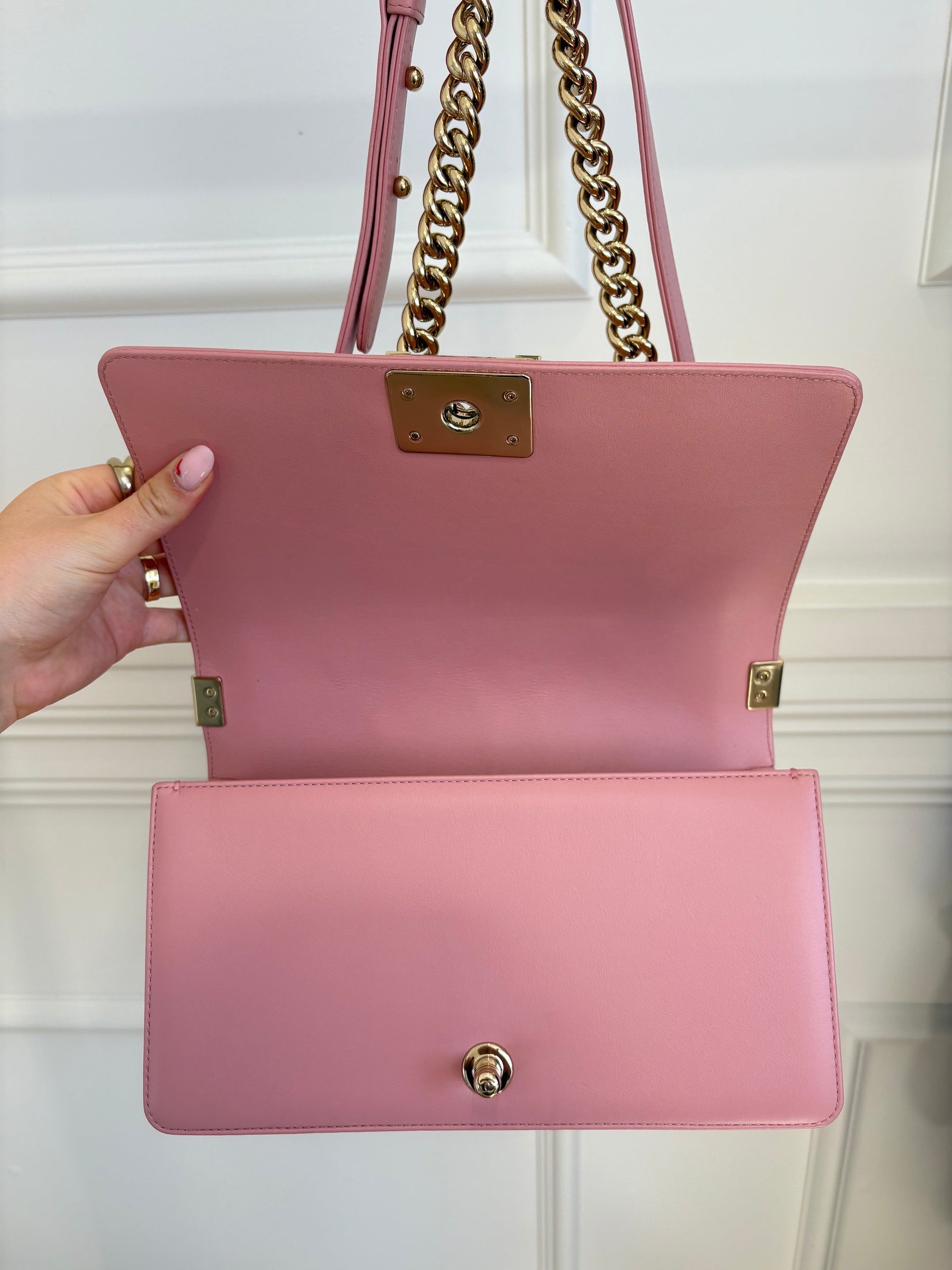 Chanel Pink Lambskin Leather Medium Boy Bag