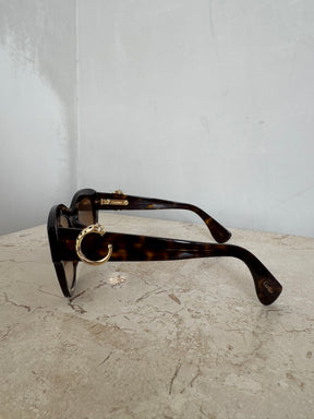 Cartier Tortoiseshell Oversized Square Panthere Sunglasses
