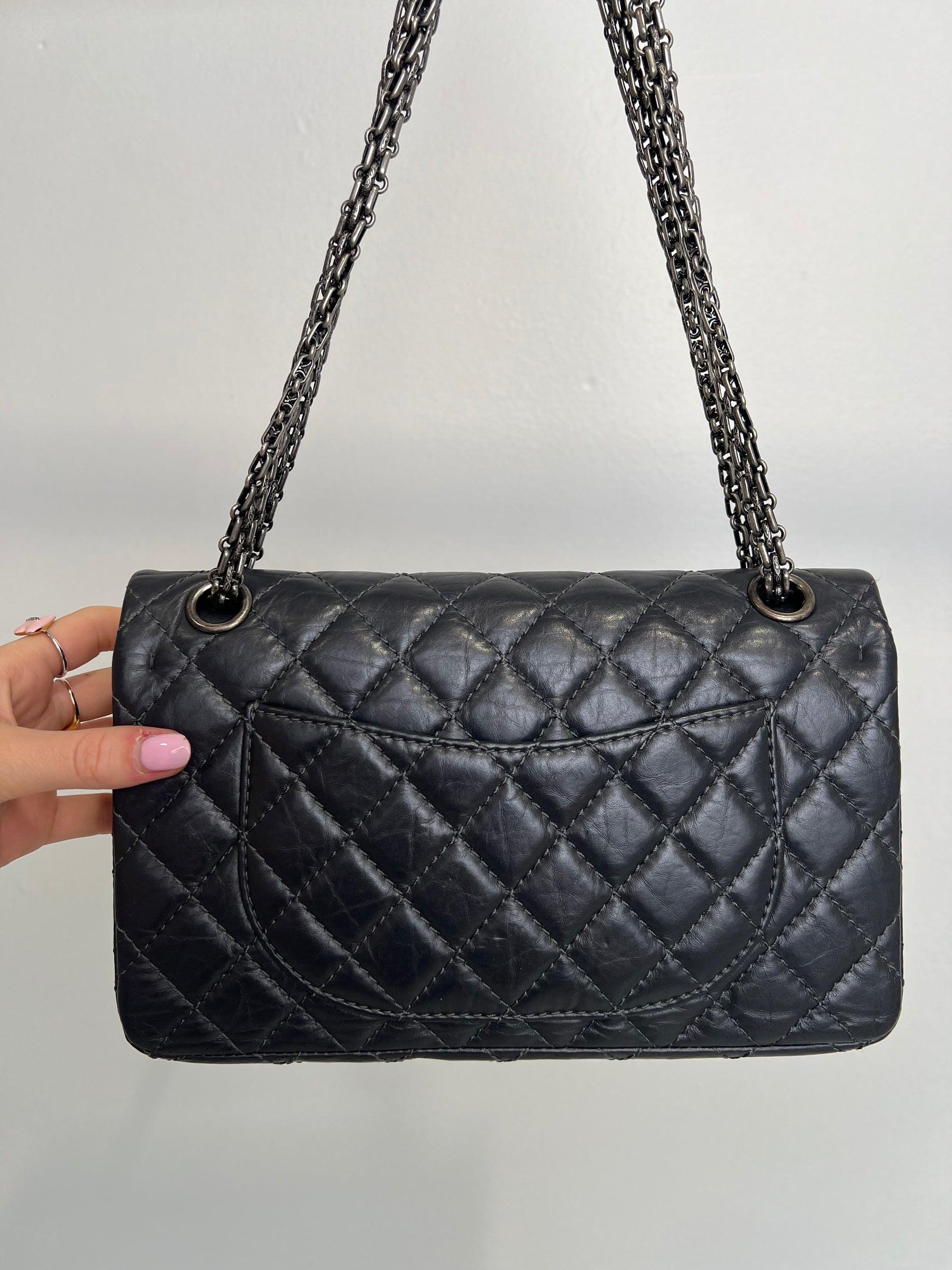 Chanel Dark Grey Lambskin Leather Small Reissue Flap Bag