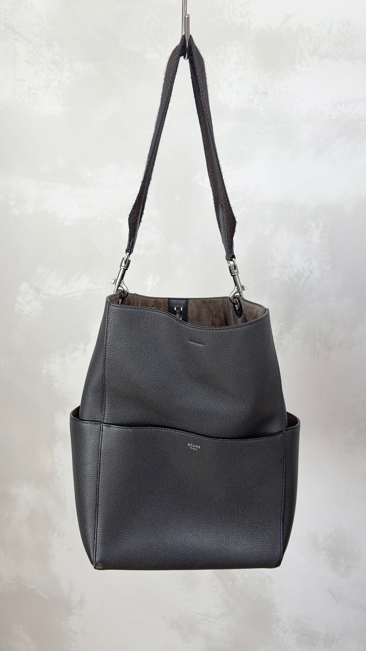 Celine Sangle Bucket Bag Charcoal