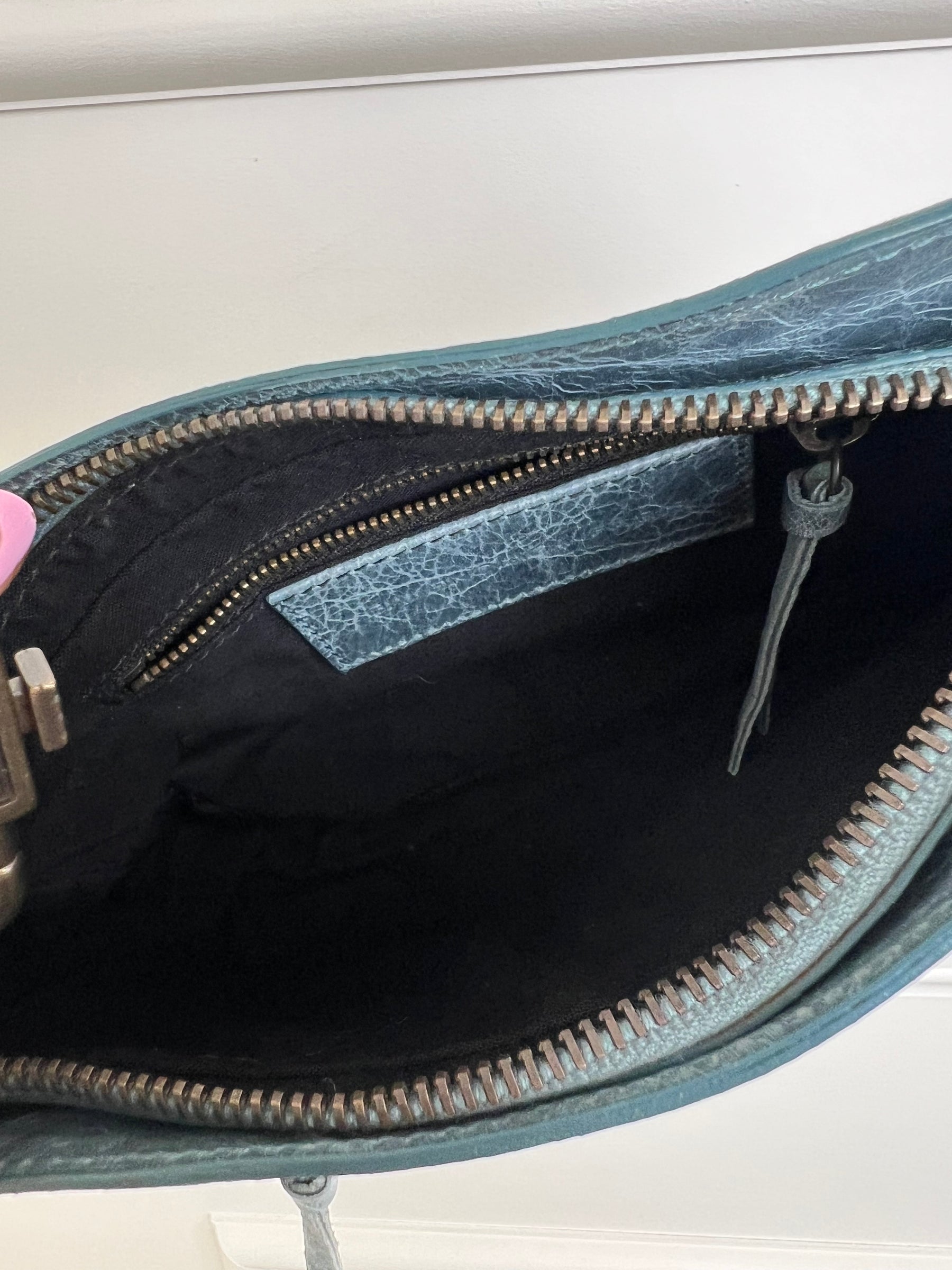 Balenciaga Hip Leather Handbag Dusty Blue