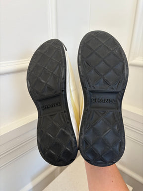Chanel White and Cream Trainers with Black Laces, 38