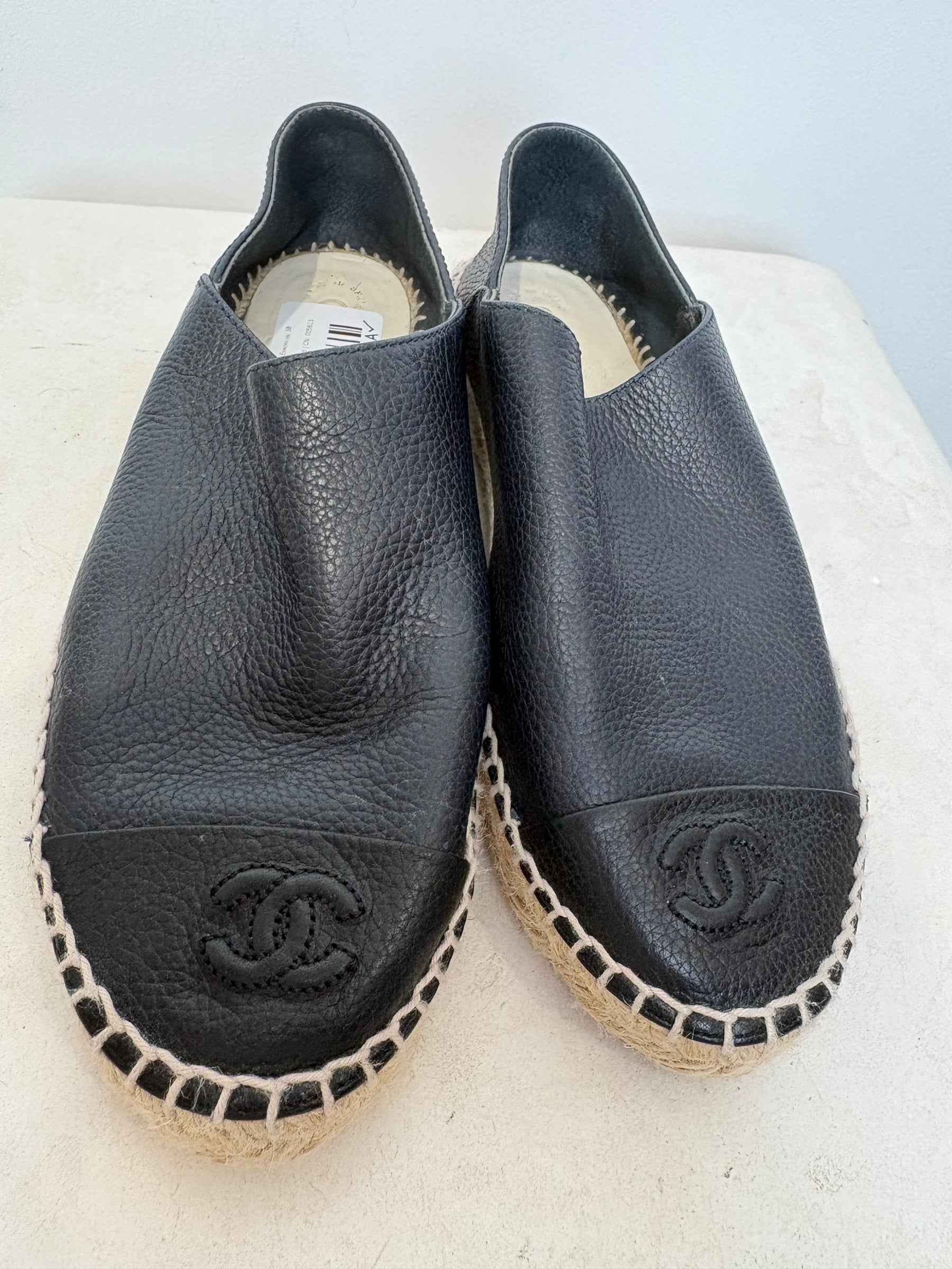 Chanel Black Leather Espadrilles, 38