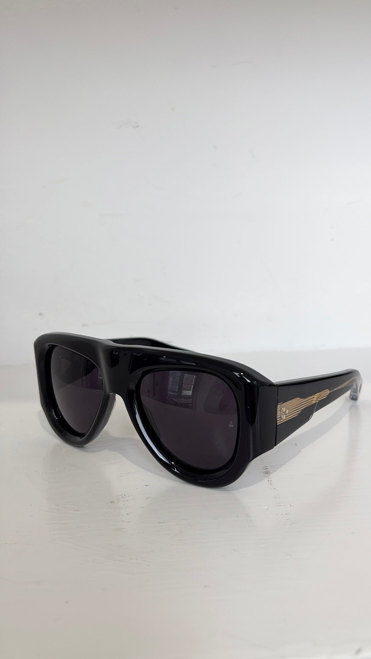 Jacques Marie Mage Barclay Aviator Style Acetate Sunglasses Black