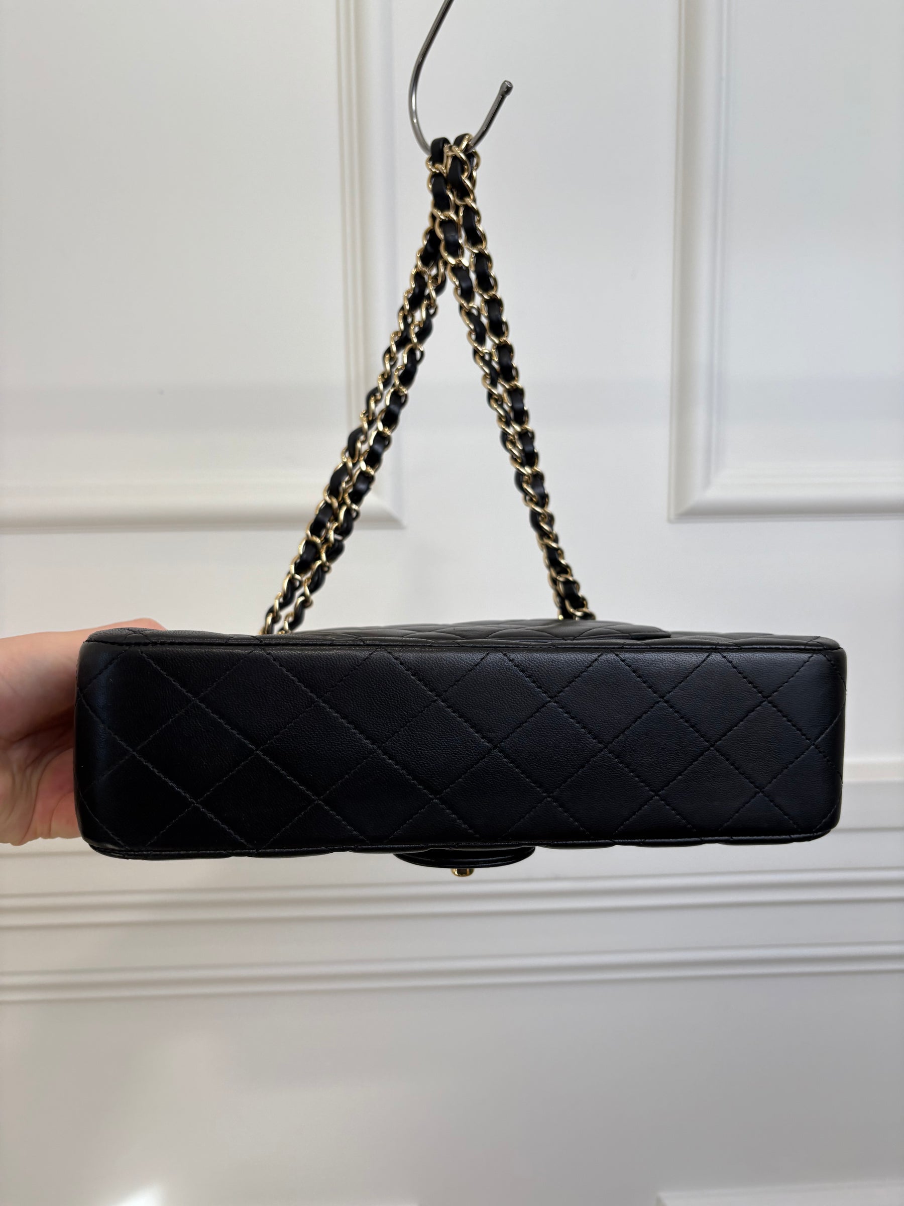 Chanel Black Lambskin Medium Classic Flap with Gold Hardware