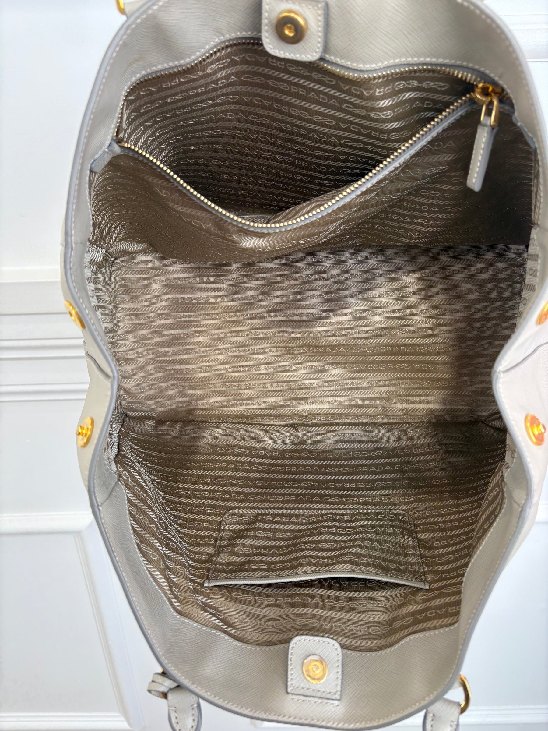 Prada Stone Saffiano Leather Tote