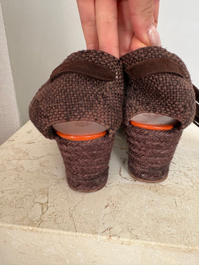 Loro Piana Brown Suede Wedges, 40