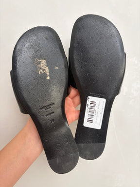Saint Laurent Black Patent Leather Carlyle Slides, 39