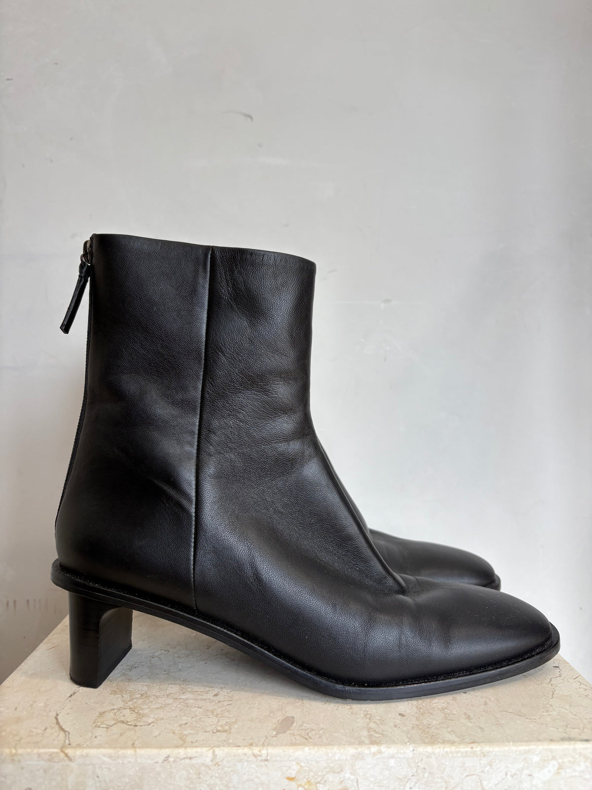 A Emery Black Booties   Zip Up, 40