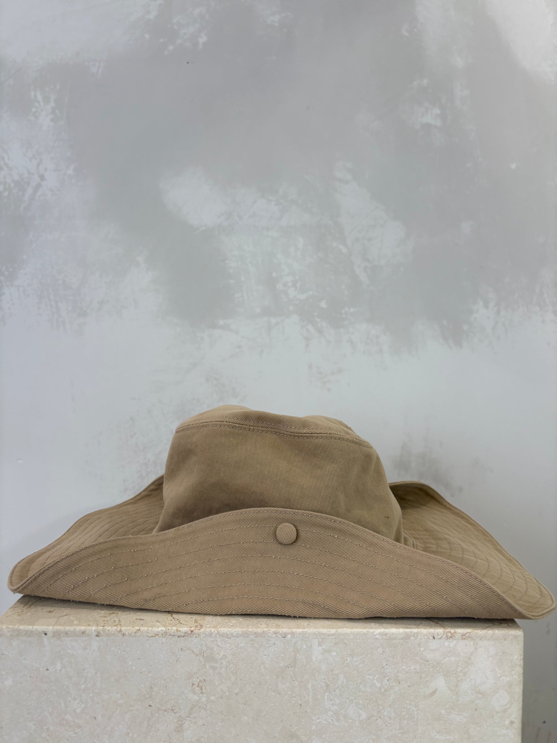 Miu Miu Beige Canvas Logo Cowboy Hat, L