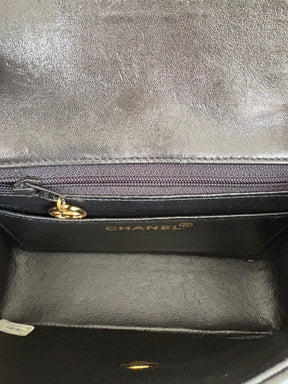 Chanel Vintage Black Lambskin Mini Square Flap Bag Gold HW