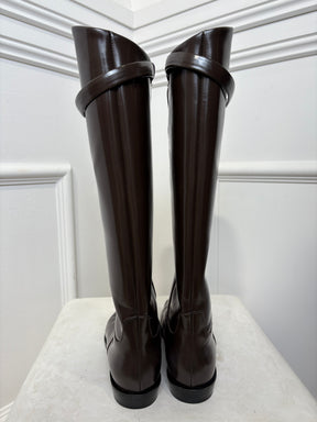 Totême Chocolate Brown Knee High Boots, 37