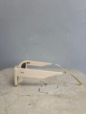 Oroton Cream Rectangular Sunglasses