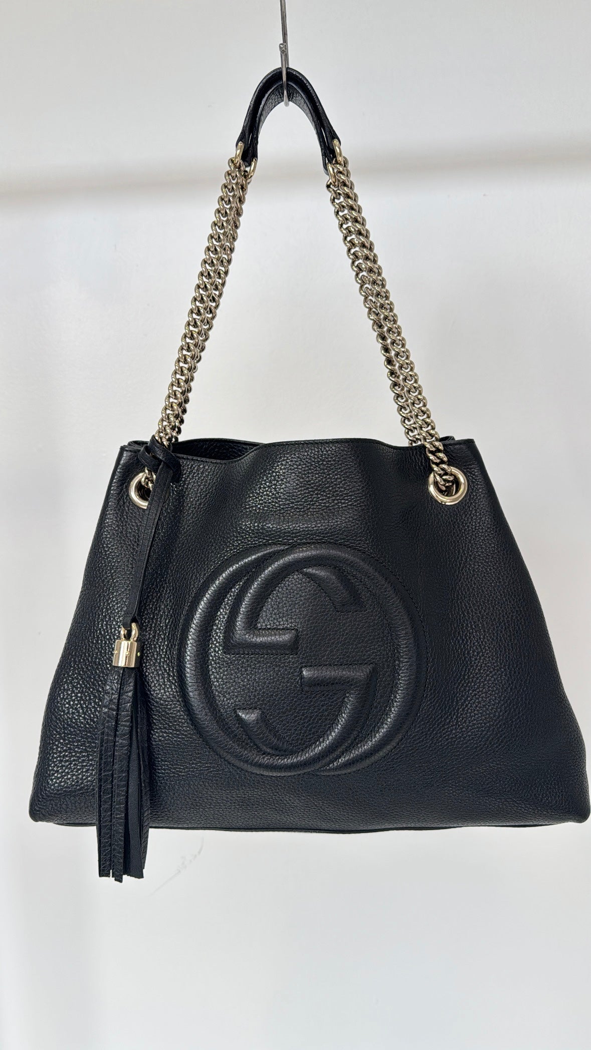 Gucci Soho Leather Chain Tote Bag Black
