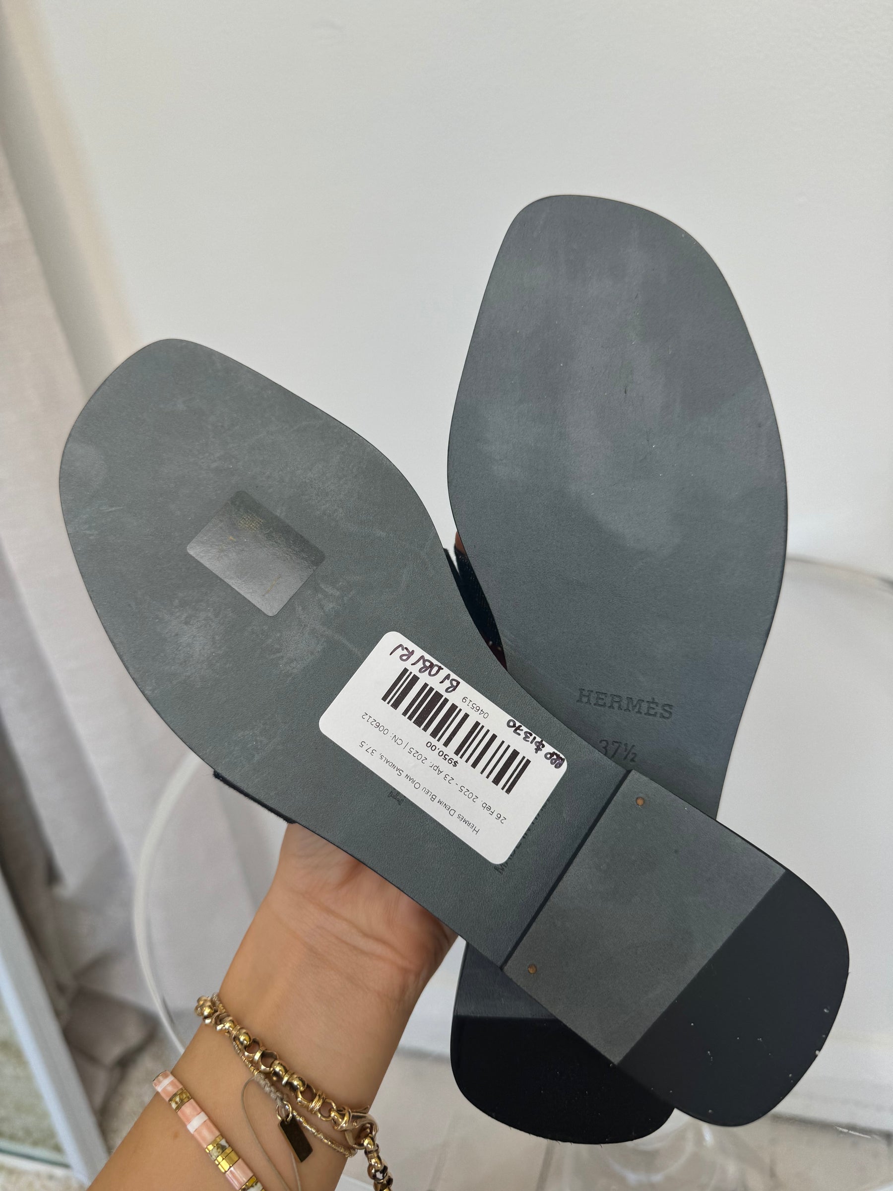 Hermès Denim Bleu Oran Sandals, 37.5