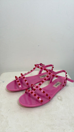 Valentino Rockstud PVC Sandals Pink And Red, 39