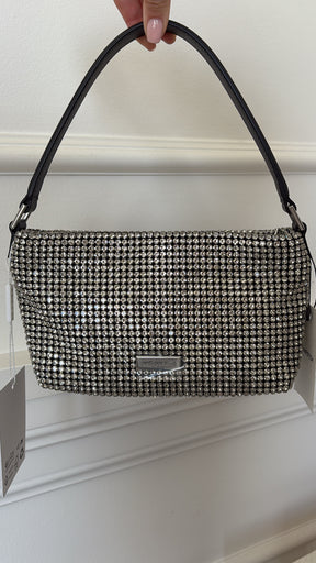 Self-Portrait Black and Crystal Embellished Shoulder Bag
