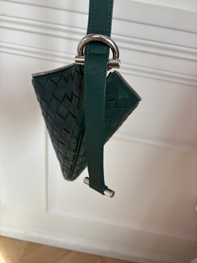 Bottega Veneta Green Intrecciato Leather Small Virgule Bag
