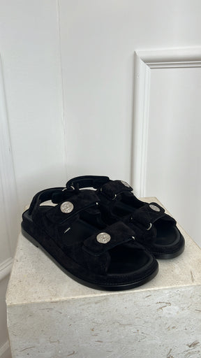 Chanel Black Suede Dad Sandals, 37