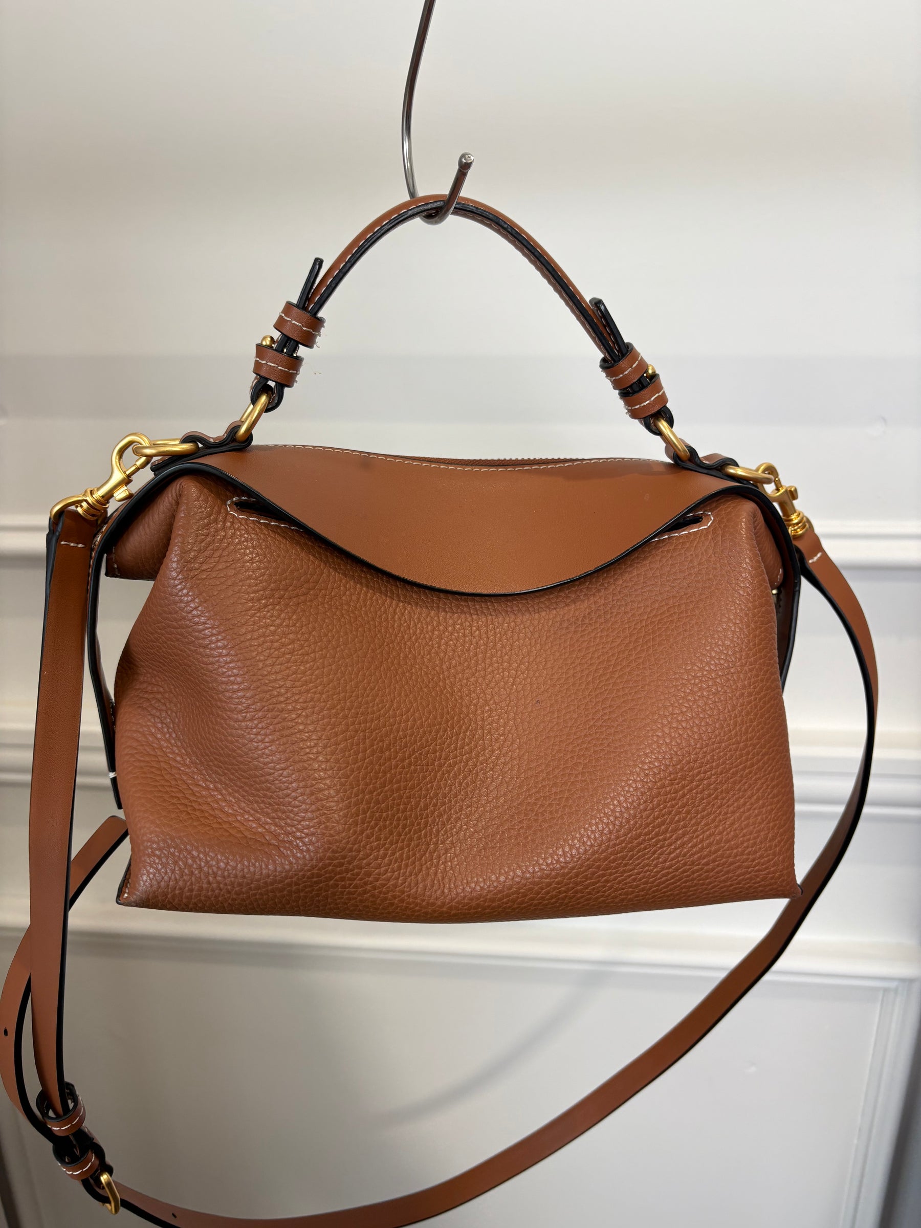 Oroton Tan Leather Top Handle Crossbody Bag