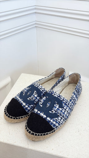Chanel Navy And White Espadrilles, 38
