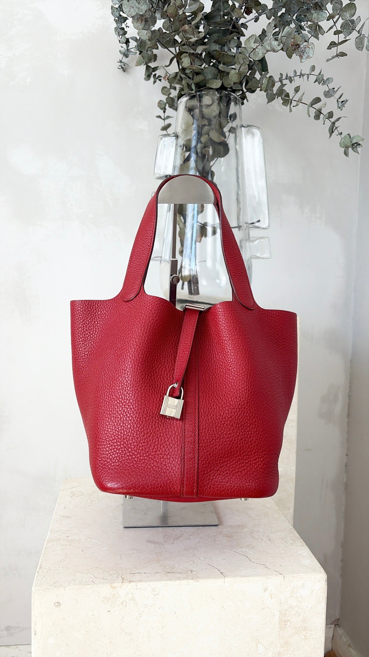 Hermès Picotin 22 Rouge Clemence Q Square
