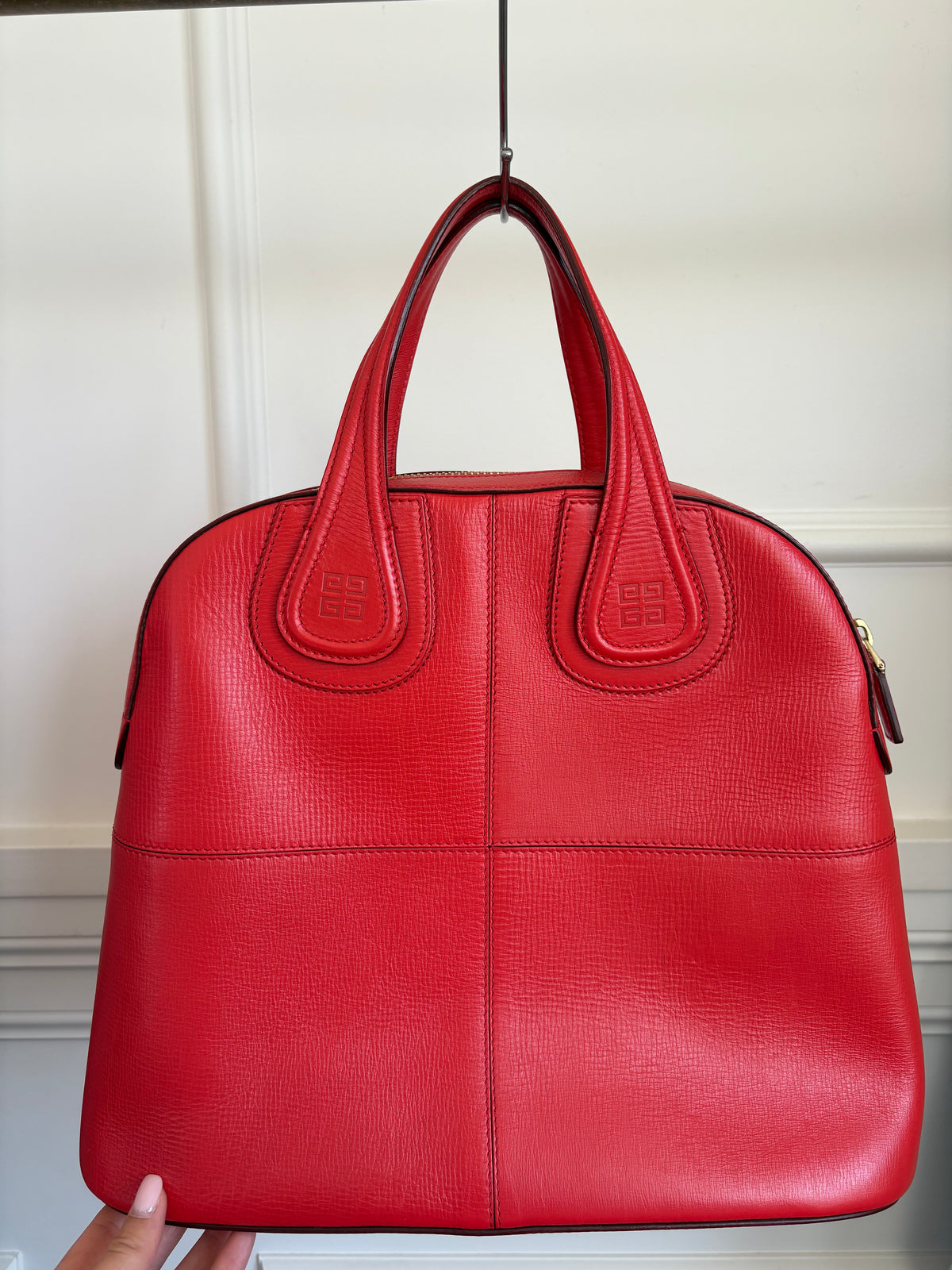 Givenchy Red Leather Structured Nightingale Bag