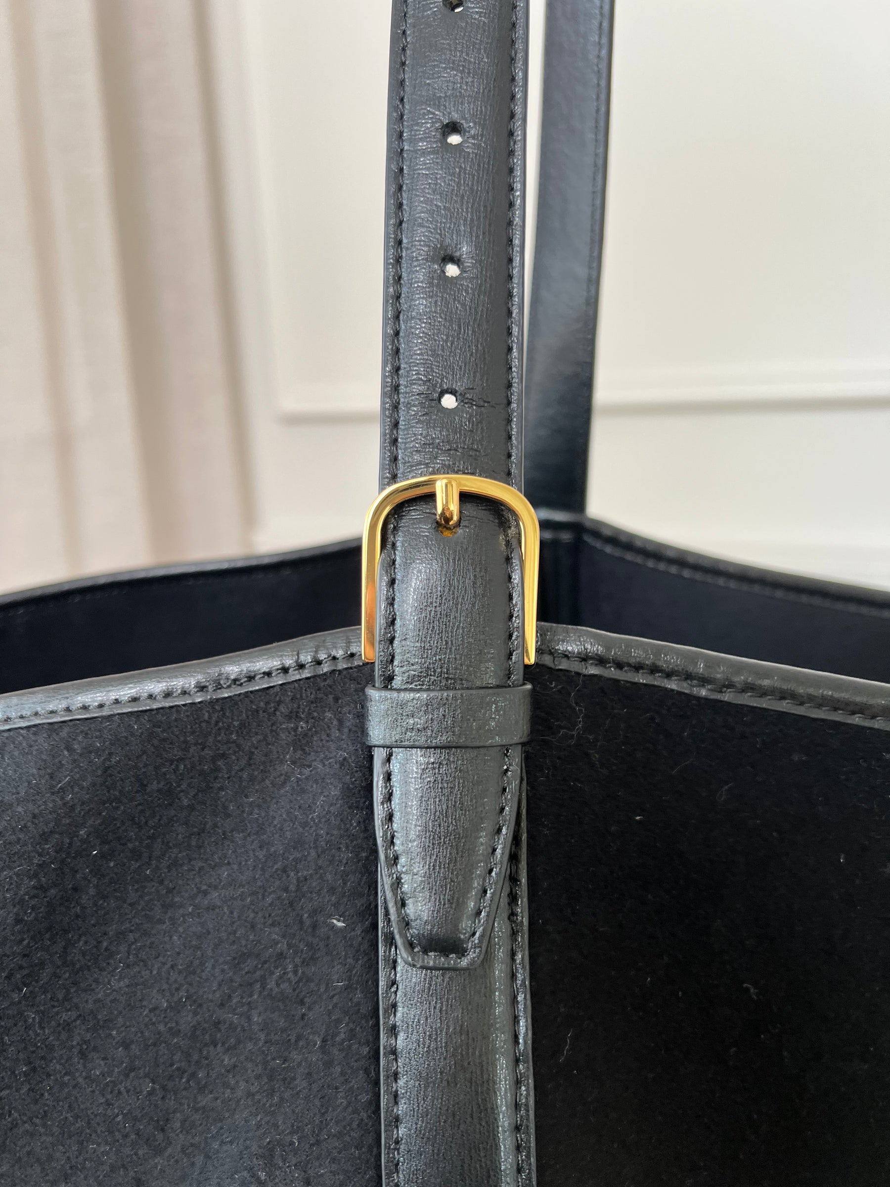 Totême Felt And Leather Belted Tote Black
