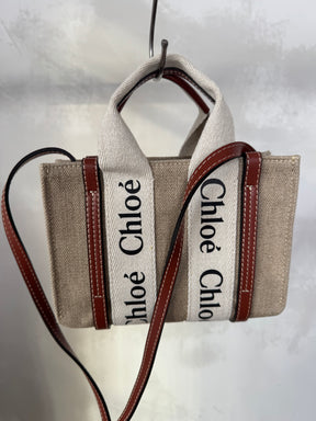 Chloé Canvas Logo Mini Woody Tote