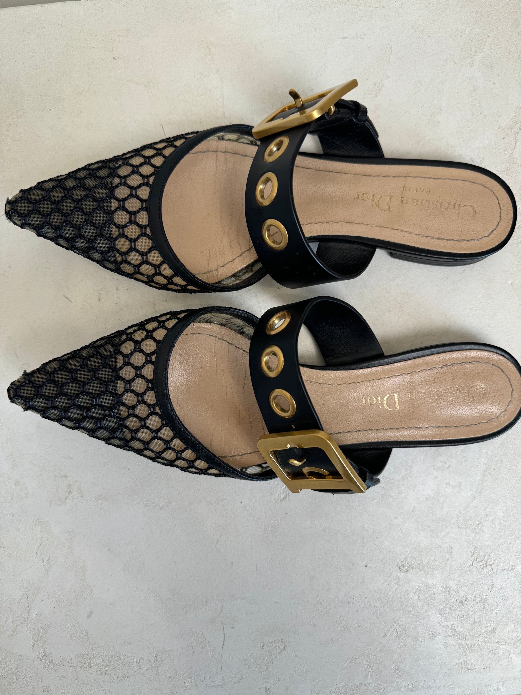 Dior D Mules Fishnet Black, 36