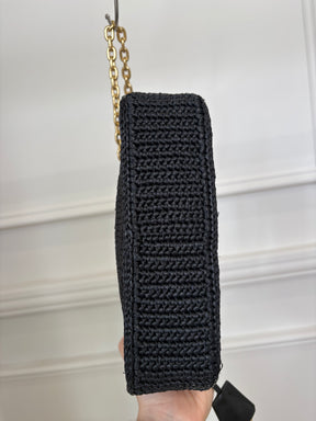 Prada Black Raffia Re-Edition Crossbody Bag