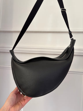The Row Black Leather Slouchy Banana Bag