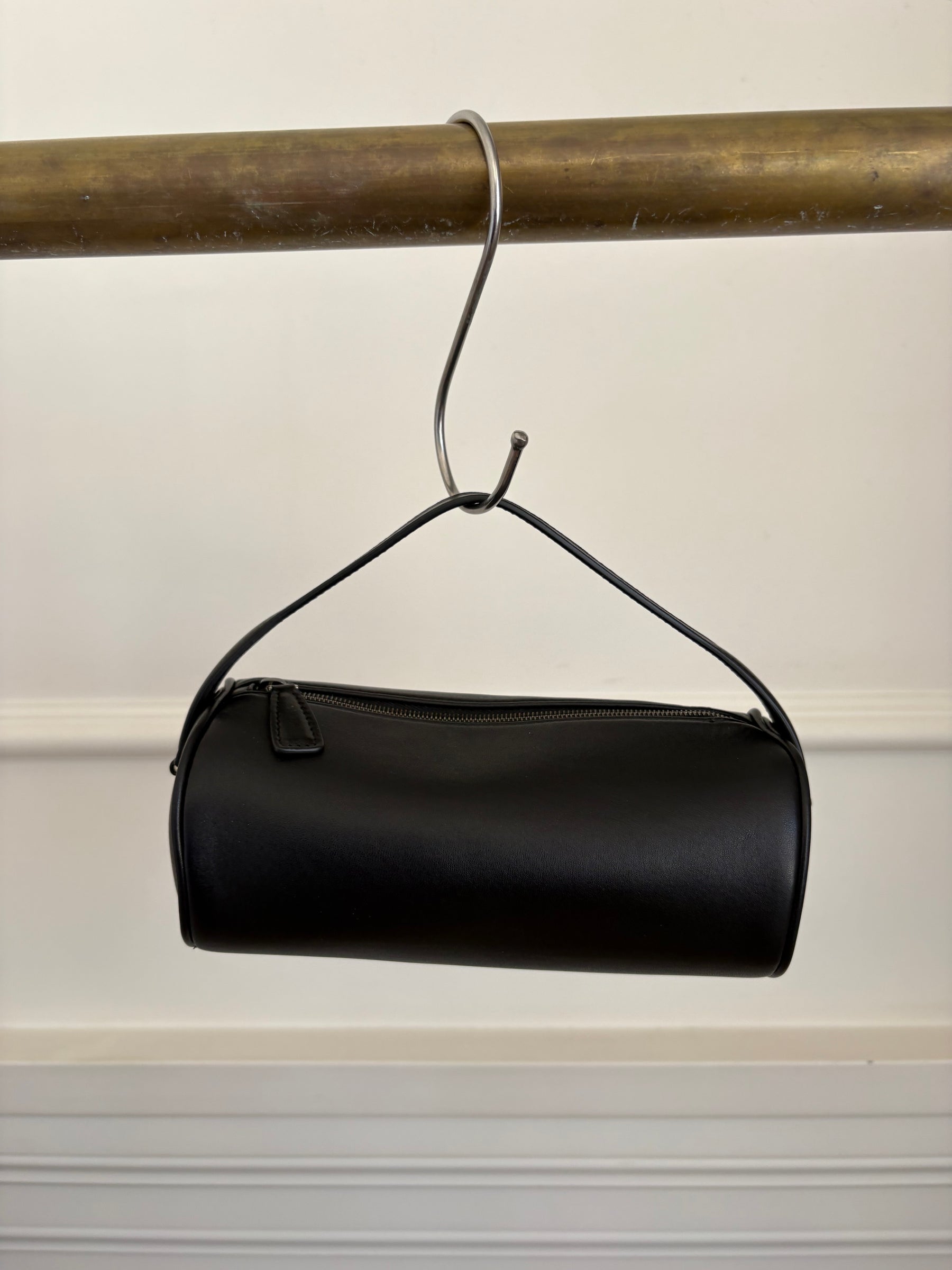 The Row Black Leather Round 90's Bag