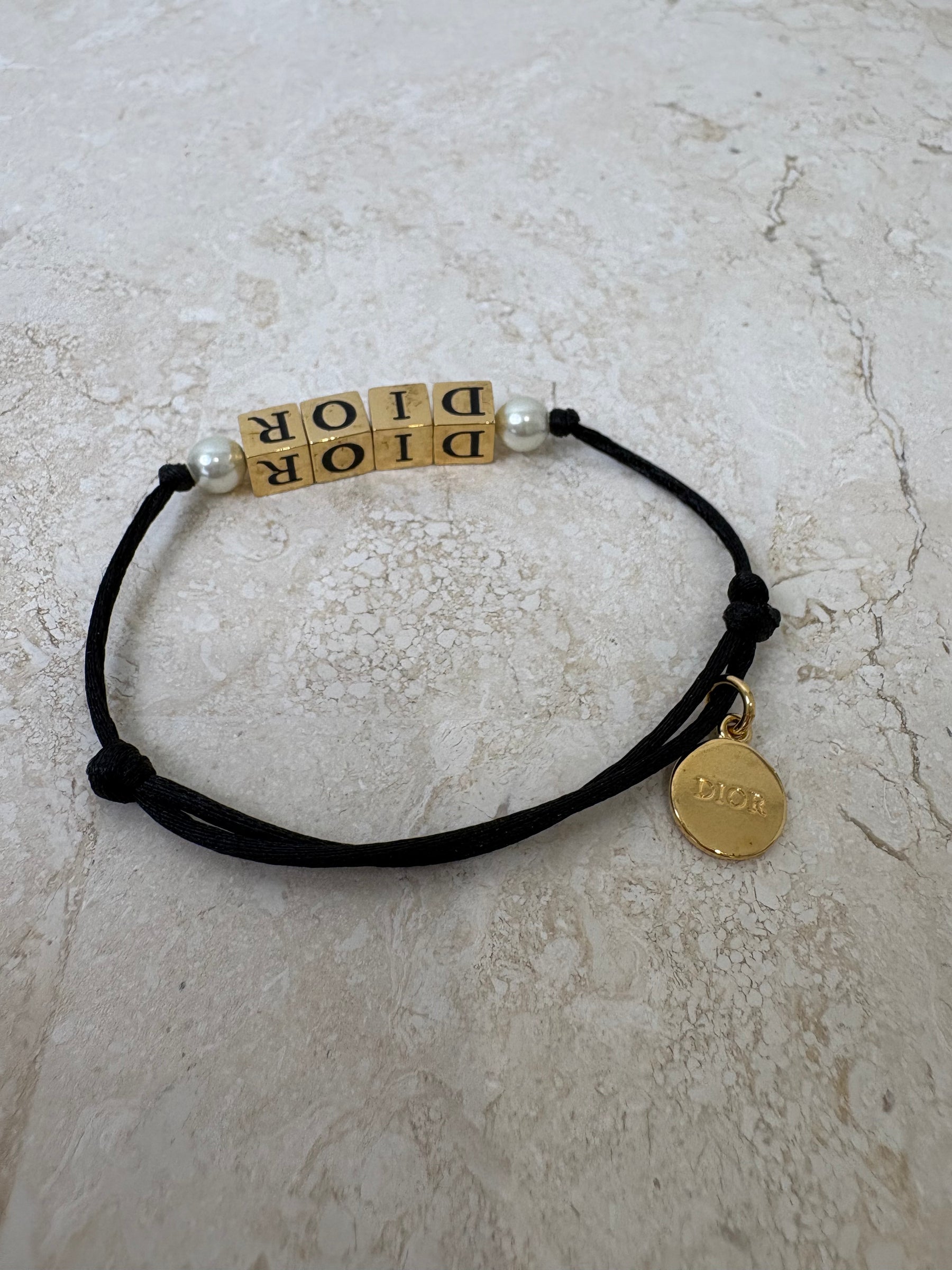 Dior Gold Tone Dice Logo Bracelet
