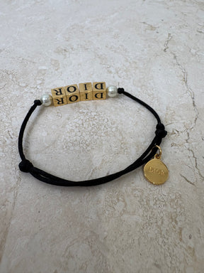 Dior Gold Tone Dice Logo Bracelet